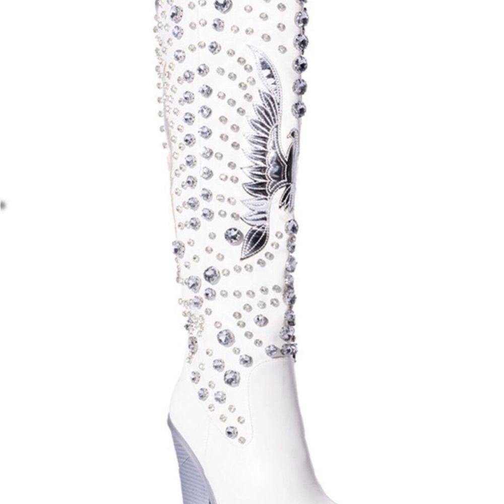 Rhinestone cowboy boot white - Picture 3 of 4